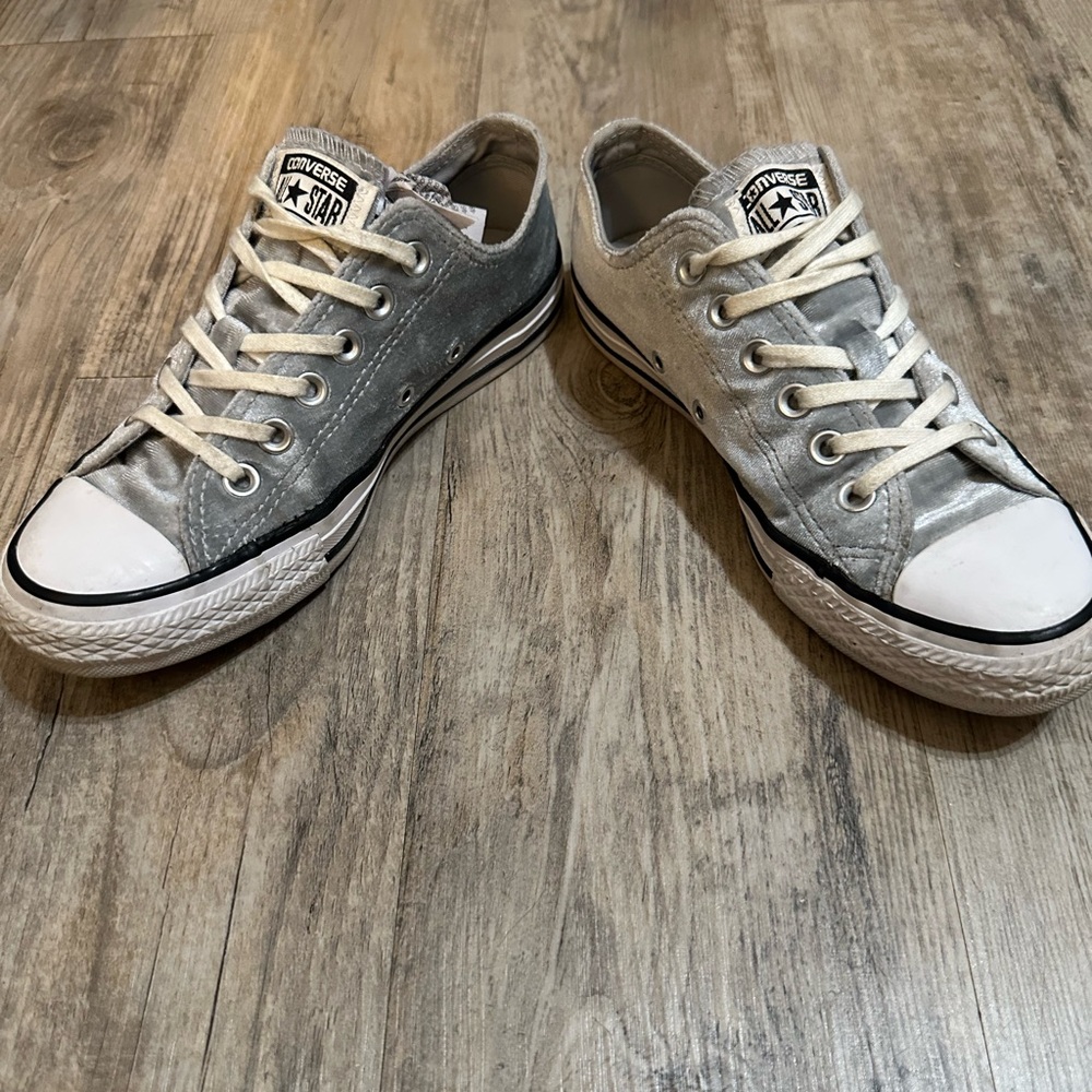 Converse Classic Gray Crushed Velvet Canvas Sneakers